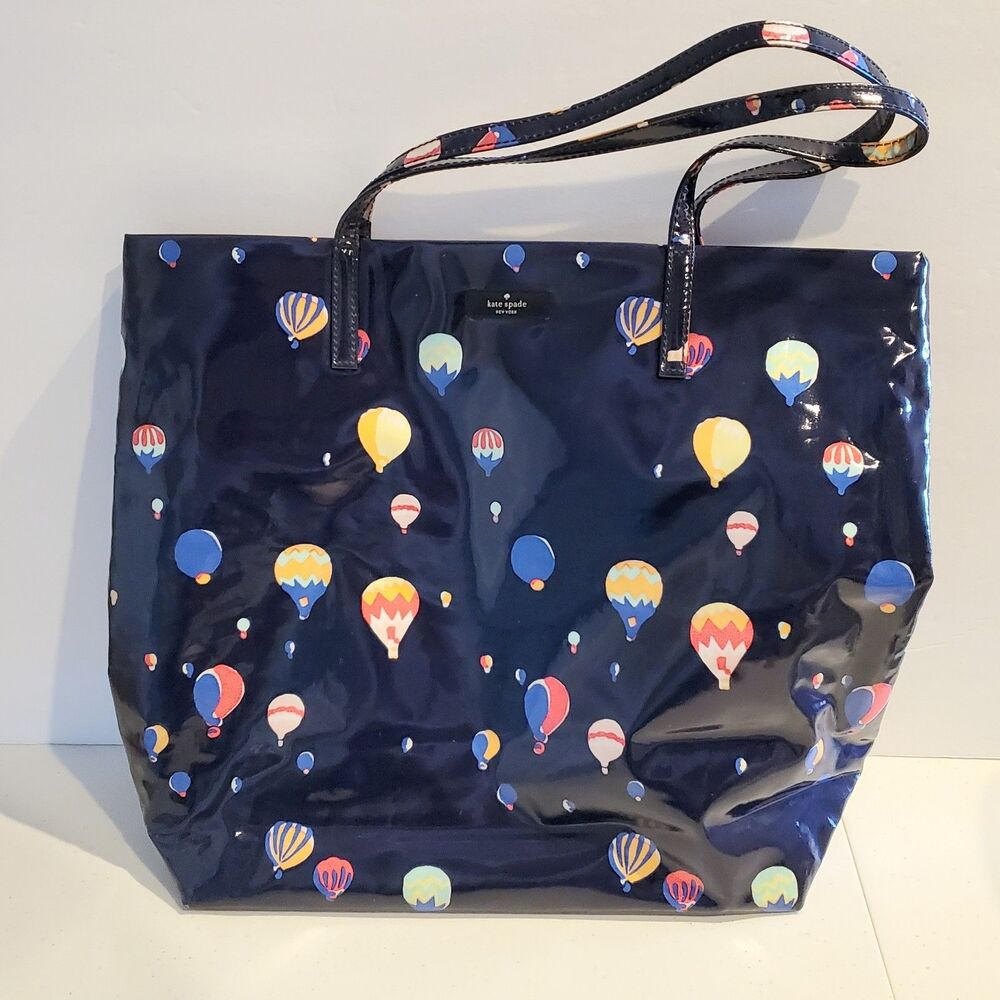 Kate Spade New York Daycation Bon Shopper Tote Bag Navy Blue & Hot Air Balloons